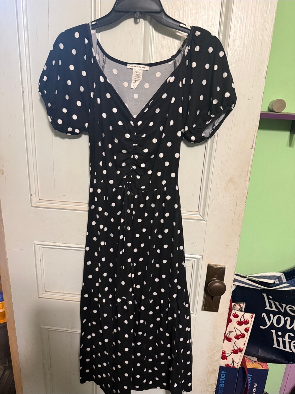 Caution To The Wind Black and White Polka Dot Midi Dress